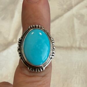 Navajo Sleeping Beauty Turquoise Oval Statement Ring